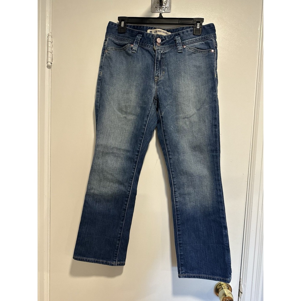 Vintage 90s GAP Low Rise Cropped Sz:4 Dark Wash Capri Stretch Faded Jeans.